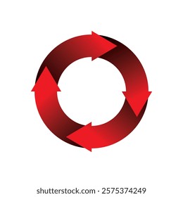 Recycling symbol with rotating cycle on white background.