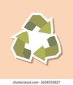 Recycling Symbol Sticker with Flat Soft Color Palette in Cutout Style