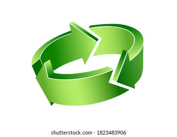 símbolo de recicle ilustración vectorial estilizada 3D aislada en fondo blanco
