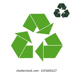 Recycling symbol vector icon isolated on white background. Environment eco sign green and black version illustration, recycle arrows, ecology reuse waste circle