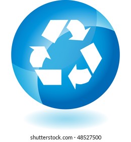 Recycling symbol web button isolated on a background