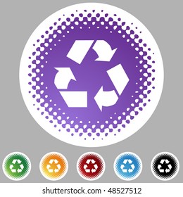 Recycling symbol web button isolated on a background