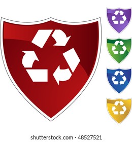 Botón web del símbolo de reciclaje aislado en un fondo