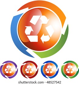 Botón web del símbolo de reciclaje aislado en un fondo