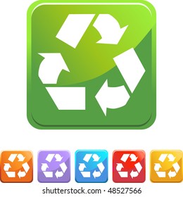 Botão da Web do símbolo de reciclagem isolado em um plano de fundo