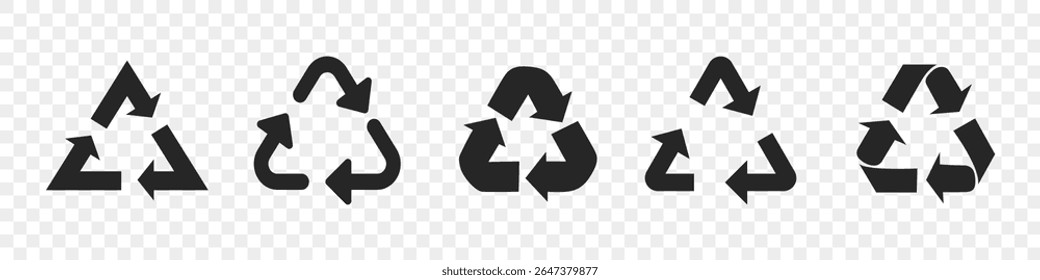 Recycling symbols collection. Set of recycle icons in black. Vector illustration