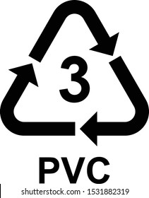Recycling Symbols number 3 PVC, vector