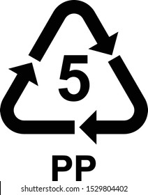 Recycling Symbols number 5 PP, vector.