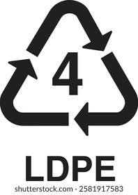 recycling symbols, plastic products sign, Recycle Bin Sign, Recycling Symbol, Plastic Quality symbol, Plastic recycling sign 4 LDPE, 4 LDPE icon