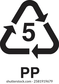 recycling symbols, plastic products sign, Recycle Bin Sign, Recycling Symbol, Plastic Quality symbol, Plastic recycling sign 5 PP, 5 PP icon