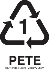 recycling symbols, plastic products sign, Recycle Bin Sign, Recycling Symbol, Plastic Quality symbol, Plastic recycling sign 1 PETE, 1 PETE icon