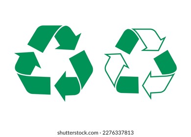 recycling symbols set, green recycle arrows icons