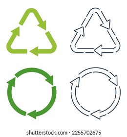 Recycling-Symbole für Verpackungen im Flachstil - Nachhaltigkeit und Umweltschutz 