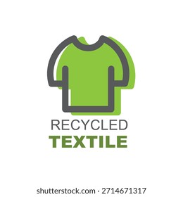 Reciclaje textil, Vector, etiqueta, insignia para la fabricación ecológica.