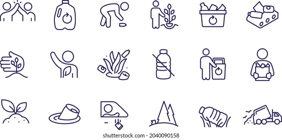 Reciclaje de diseño vectorial de iconos de línea delgada 