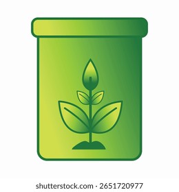 Lixeira de reciclagem com folha verde