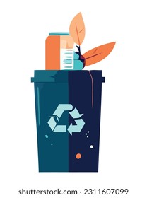 Recycling trash bin vector illustration over white