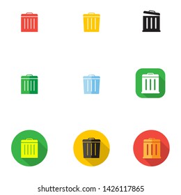 Recycling trash can icon set