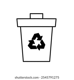 Recycling Trash Can Icon Vector with Eco-Friendly Symbols