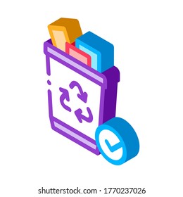Recycling Trash Icon Vector. Isometric Recycling Trash sign. color isolated symbol illustration
