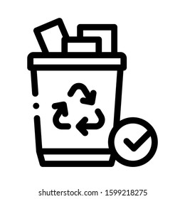 Recycling Trash Icon Vector. Outline Recycling Trash Sign. Isolated Contour Symbol Illustration