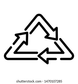 Recycling triangle icon. Outline recycling triangle vector icon for web design isolated on white background