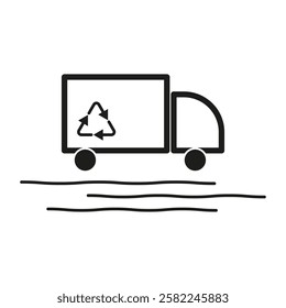 Recycling truck icon. Eco transport symbol. Vehicle graphic design. Vector sustainability concept.