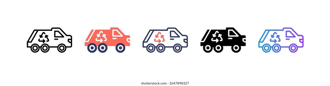 Icono de camión de reciclaje Ilustración vectorial múltiple