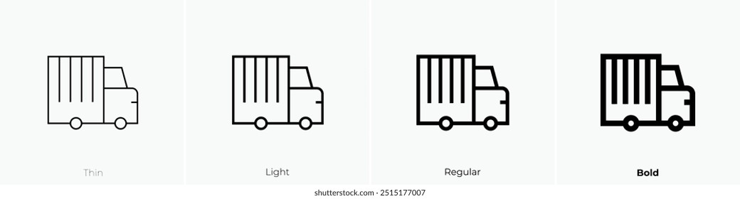 recycling truck icon. Thin, Light Regular And Bold style design isolated on white background