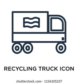 Recycling truck icon vector isolated on white background. thin symbols or lined elements in outline style