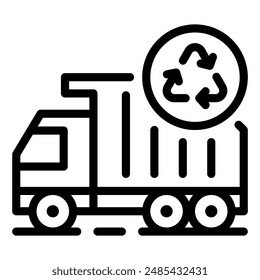 Recycling Truck Line Icon Symbol