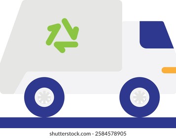 Recycling Truck Trash Icon Vector Flat Illustration