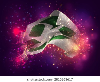 Recycling, vector 3d flag with a splash of paint dots, explosion of colored dots