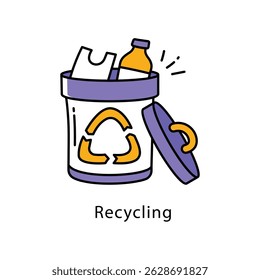 Icono de estilo de contorno lleno de Vector de reciclaje. Archivo Eps 10