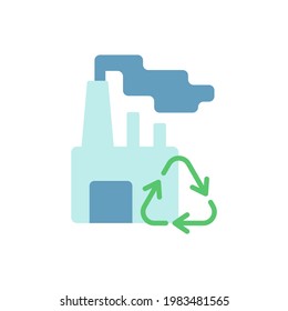 Icono de reciclaje de color plano vectorial. Convertir materiales de desecho en objetos nuevos. Recuperación y reprocesamiento. Protección del medio ambiente. Dibujo de dibujos animados para aplicaciones móviles. Ilustración RGB aislada