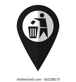 Recycling - vector icon;  black map pointer