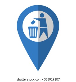 Recycling - vector icon; blue map  pointer