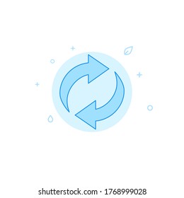Recycling vector icon. Flat illustration. Filled line style. Blue monochrome design. Editable stroke. Adjust line weight.