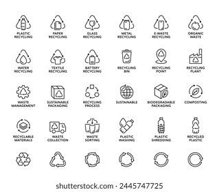 Recycling vector icon logo badge collection