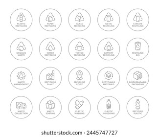Recycling vector icon logo badge collection