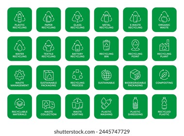 Recycling vector icon logo badge collection