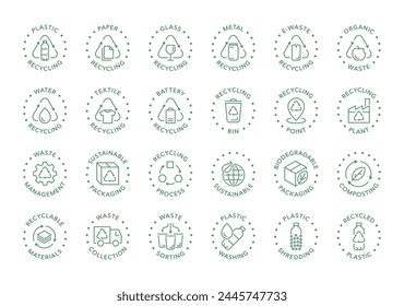 Recycling vector icon logo badge collection