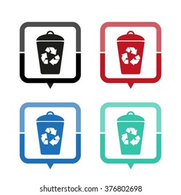 Recycling - vector icon; map pointer;  message bubble