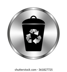 Recycling - vector icon;  metal button