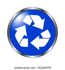Recycling - vector icon on the blue button