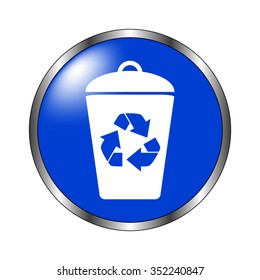 Recycling - vector icon on the blue button