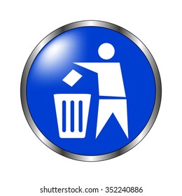 Recycling - vector icon on the blue button
