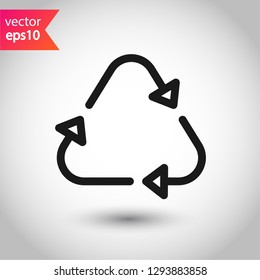 Recycling vector icon. Recycle icon.  Environmental treatment vector sign. ecological recycling arrows symbol. EPS 10 flat sign. Linear symbol. Outline symbol design