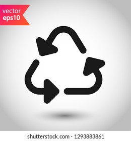 Recycling vector icon. Recycle icon.  Environmental treatment vector sign. ecological recycling arrows symbol. EPS 10 flat sign. Linear symbol. Outline symbol design