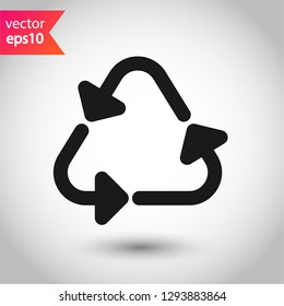 Recycling vector icon. Recycle icon.  Environmental treatment vector sign. ecological recycling arrows symbol. EPS 10 flat sign. Linear symbol. Outline symbol design